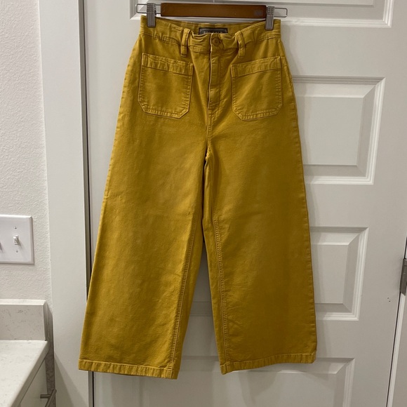 J. Crew Pants - J. Crew Mustard Yellow Cropped Wide-Leg Pants